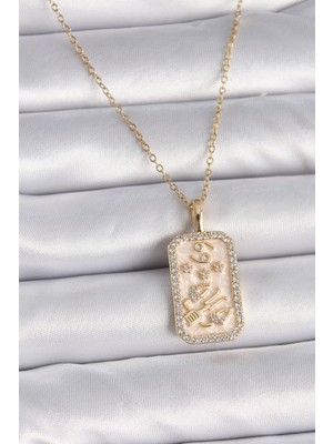 Stil Love 316L Çelik Gold Renk Zincir Yengeç Burcu Zirkon Taşlı Kadın Kolye