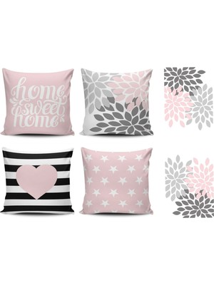 Alkan Homes Pudra Renkli Modern 4lü Kombin Kırlent Kılıfı+Runner