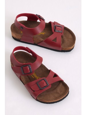 Tonny Black Çocuk Unisex Kırmızı Kalıp Poli Taban Çift Tokalı Sandalet Su Geçirmez Özellik