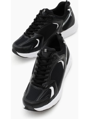 Tonny Black Unisex Siyah Beyaz Bağcıklı Spor Ayakkabı Faylon Taban ile Konforlu Kullanım