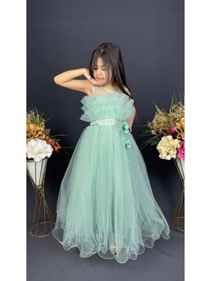 Mnk Baby & Kids Kız Çocuk Robası Katlı Özel Gün Abiye Elbise MNK0475