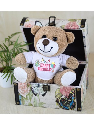 Özgüner Oyuncak Özgüner Oyuncak 25 cm Happy Birthday Tişörtlü  Sevimli Çiçek Hayvanlar