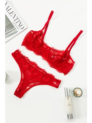 La Linaa Anna Dantel Balenli Kapsız Külotlu Sütyen Takım