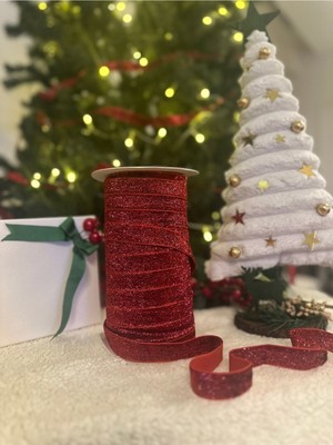 Paşateks Since 1995 Yılbaşı Simli Kadife Şerit Noel Çam Ağaç Süsü 10 mt