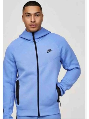 Nike Tech Fleece Windrunner Tam Fermuarlı Kapüşonlu Mavi FB7921 450