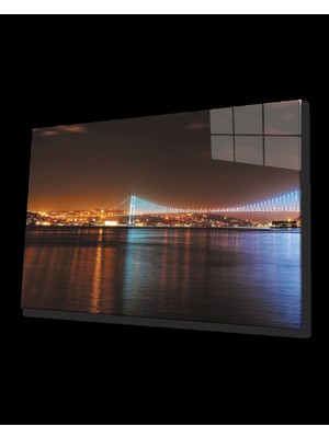 Gece Istanbul Boğaz Köprü Manzaralı  Cam Tablo