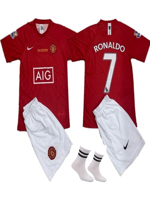 2007/2008 Sezon Ronaldo Kırmızı Moscow Finali M.unıted. Çocuk Forma Takımı