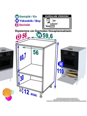 Modilayn Utku Ankastre Fırın 1 Alt Kapaklı Dolap