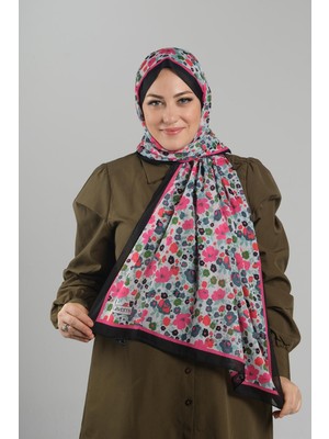 Pembe Desenli Şal Kesik Elyaf Dijital Baskılı Pamuksu Çiçek 202113_04