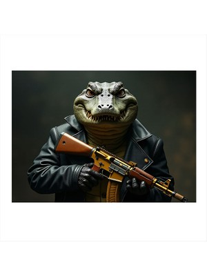 Tablomega Silahlı Sırtlan Figürü Mdf Poster 18CM x 27CM