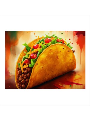 Çizgi Roman Taco Illüstrasyonu Model Ahşap Tablo 50CMX 70CM