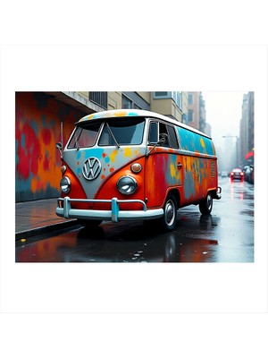 Grafitili Volkswagen Minibüs Art Mdf Poster 25CMX 35CM