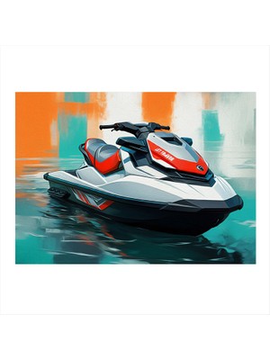 Jet Ski Tasarımı Desenli Ahşap Tablo 50CMX 70CM