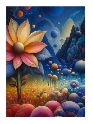 Tablomega Renkli Çiçek Manzarası Dekoratif Mdf Tablo 18CM x 27CM