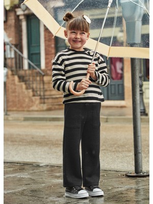 Kız Çocuk Çizgili Takım Siyah