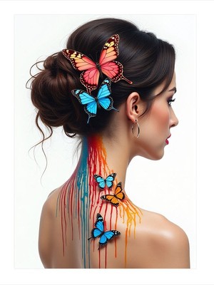 Tablomega Kelebekli Saç Modeli Dekoratif Ahşap Tablo 35CM X50CM