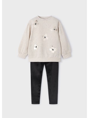 Kız Çocuk Tayt Takım Krem