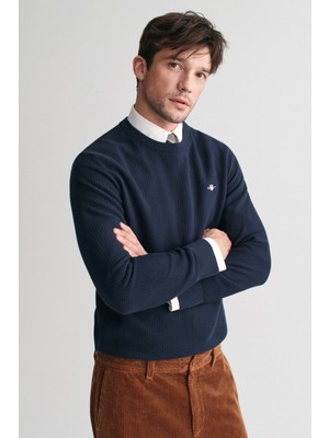 Gant Erkek Regular Fit Bisiklet Yaka Kazak - Lacivert