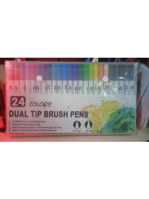Mikro Dual Tıp Brush Pens 24'lü Fineliner Çift Taraflı Kalem