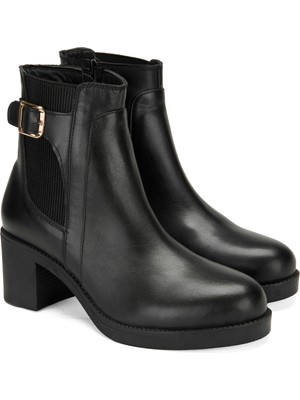 Desa Savana Siyah Kadın Topuklu Deri Bot