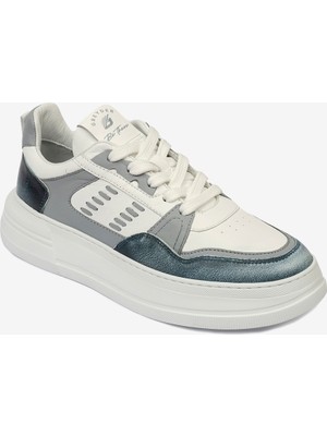 Greyder Kadın Mavi Beyaz Hakiki Deri Sneaker Ayakkabı 4Y2SA33220