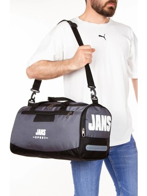 Derims Unisex Gri Ayakkabı Bölmeli Spor Çanta, Fıtness Çantası Klasik