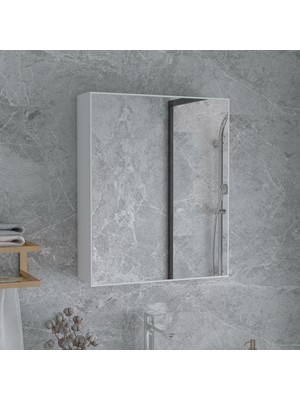 Nossa 60'lık Lavabo Üstü Tek Kapaklı Aynalı Banyo Dolabı, Aynalı Dolap, Çok Amaçlı Dolap