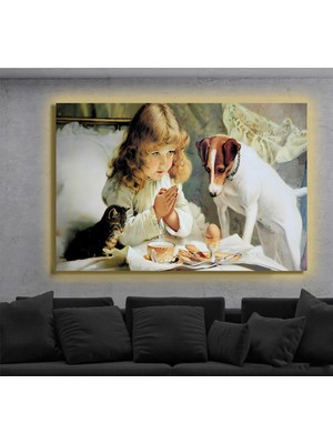 Marsilyan LED Işıklı Kanvas Tablo, 3D Dekoratif Baskılı Tablo Yapay Zeka Destekli Modern Tasarımlar 406