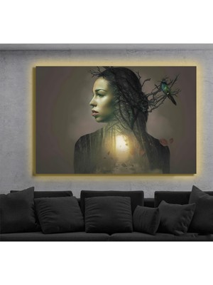 Marsilyan LED Işıklı Kanvas Tablo, 3D Dekoratif Baskılı Tablo Yapay Zeka Destekli Modern Tasarımlar 423