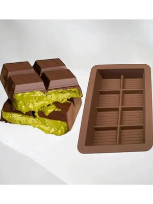 8 Bölmeli Dubai Çikolatası Yapma Kalıbı Silikon Kek Kalıbı  14X9,5X2,5 cm
