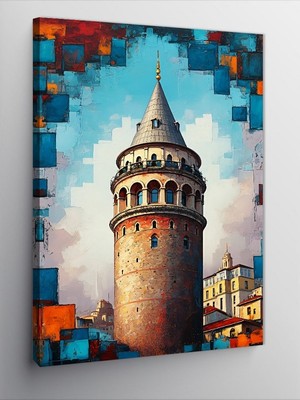 Tablomega Kanvas Tablo Galata Kulesi ve Geometri