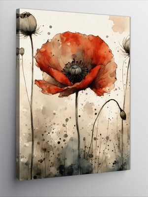 Tablomega Kanvas Tablo Kırmızı Gelincik Çiçeği