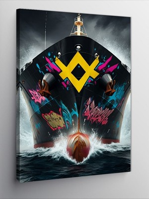 Tablomega Kanvas Tablo Grafiti Kaplı Gemi