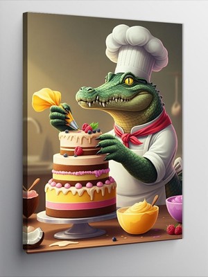 Tablomega Kanvas Tablo Timsah ve Yaratıcı Mutfak