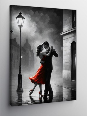 Tablomega Kanvas Tablo Dans Eden Çift Siyah-Beyaz Sanat