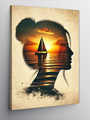 Tablomega Kanvas Tablo Siluetteki Gemi Yolculuğu