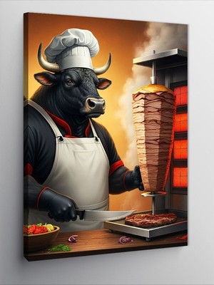 Tablomega Kanvas Tablo Dönerci Boğa