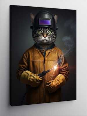 Tablomega Kanvas Tablo Kaynak Yapan Uzay Kedisi