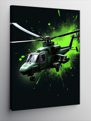 Tablomega Kanvas Tablo Yeşil Helikopter