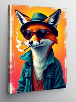 Tablomega Kanvas Tablo Şapkalı Tilki ve Tarz