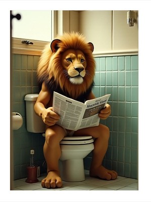 Tablomega Aslan Tuvalet ve Gazetesi Mdf Poster 18CM x 27CM