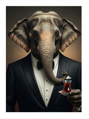 Tablomega Çay ve Şık Fil Mdf Tablo 35CM X50CM