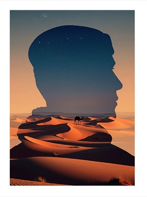 Tablomega Çölde Siluetler Tasarım Mdf Tablo 25CMX 35CM