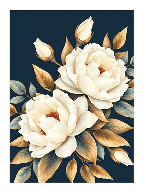 Tablomega Beyaz Güllerin Saflığı Dekoratif Ahşap Tablo 25CMX 35CM