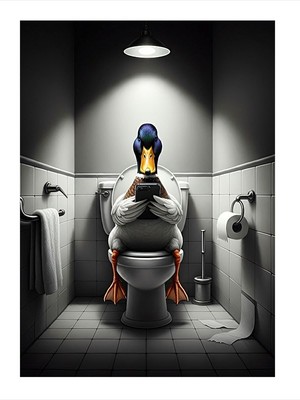 Tablomega Tuvalette Ördek Sessizliği Model Mdf Tablo 25CMX 35CM