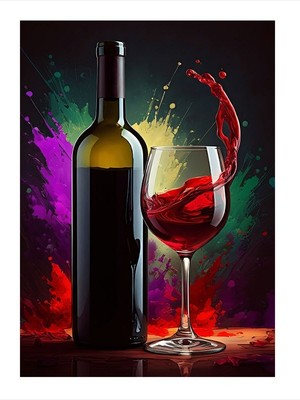 Tablomega Şarap ve Bardak Tasarım Ahşap Tablo 25CMX 35CM