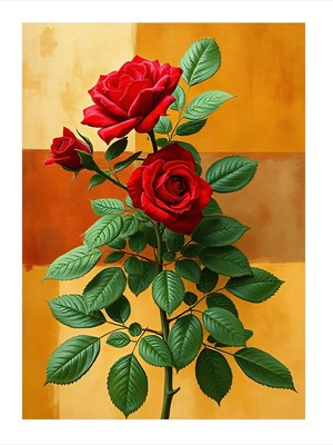 Tablomega Kırmızı Gül ve Aşk Art Mdf Poster 35CM X50CM