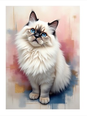 Tablomega Yumuşak Beyaz Kedi Art Mdf Tablo 25CMX 35CM