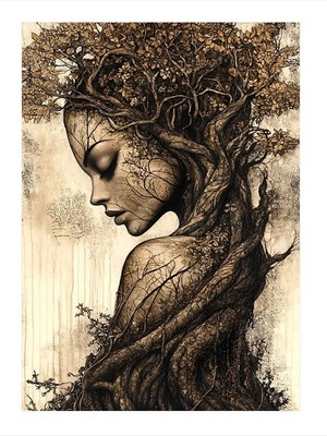 Tablomega Doğanın Kadın Portresi Model Mdf Tablo 18CM x 27CM