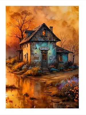 Tablomega Yalnız Köy Evi Art Mdf Tablo 25CMX 35CM